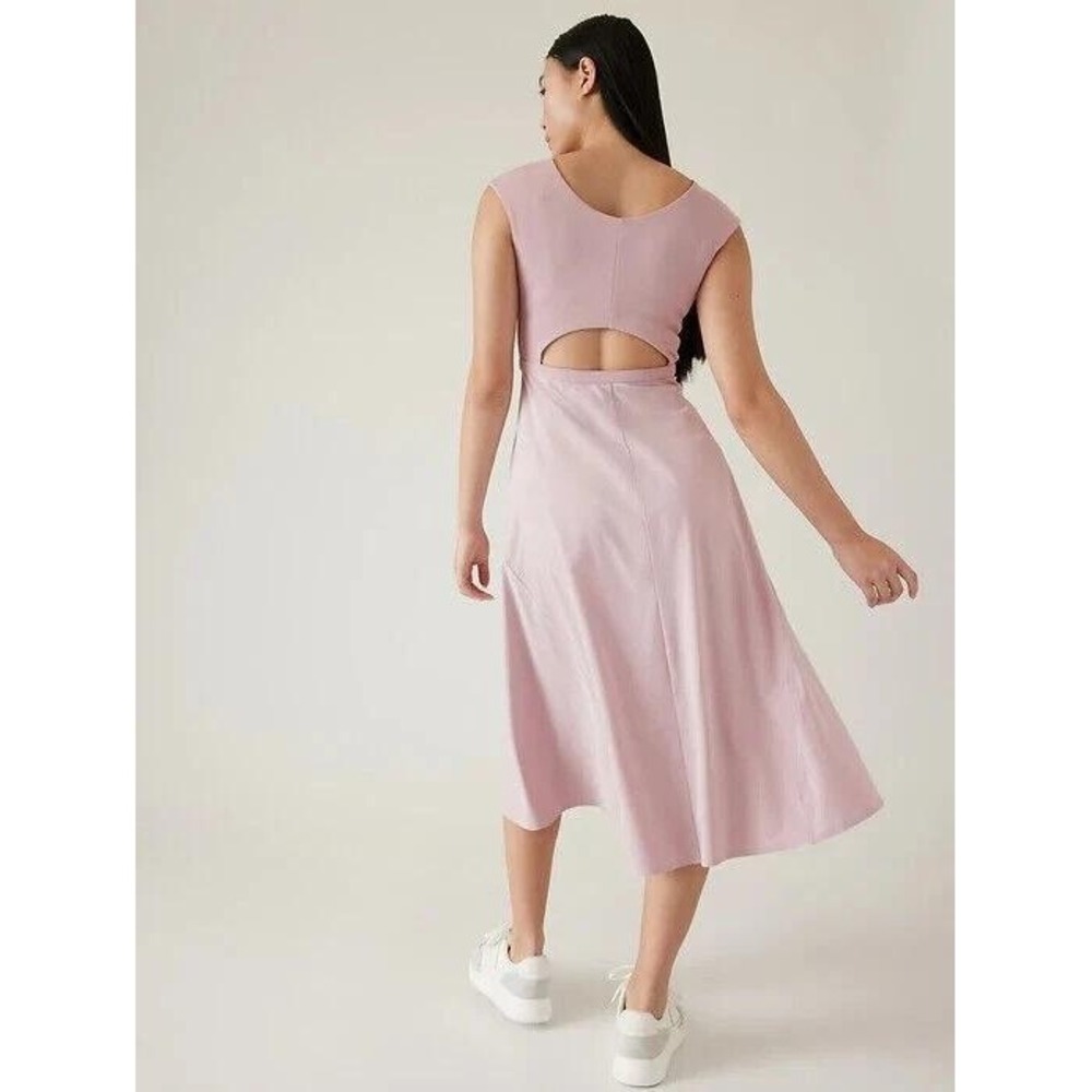 Athleta Ryder Cut Out Midi Dress Mauve Pink Pockets‎ Small